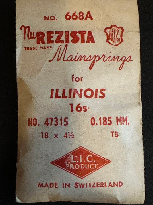 NuREZISTA Mainspring #668A for Illinois 16s No. 47315 - Steel