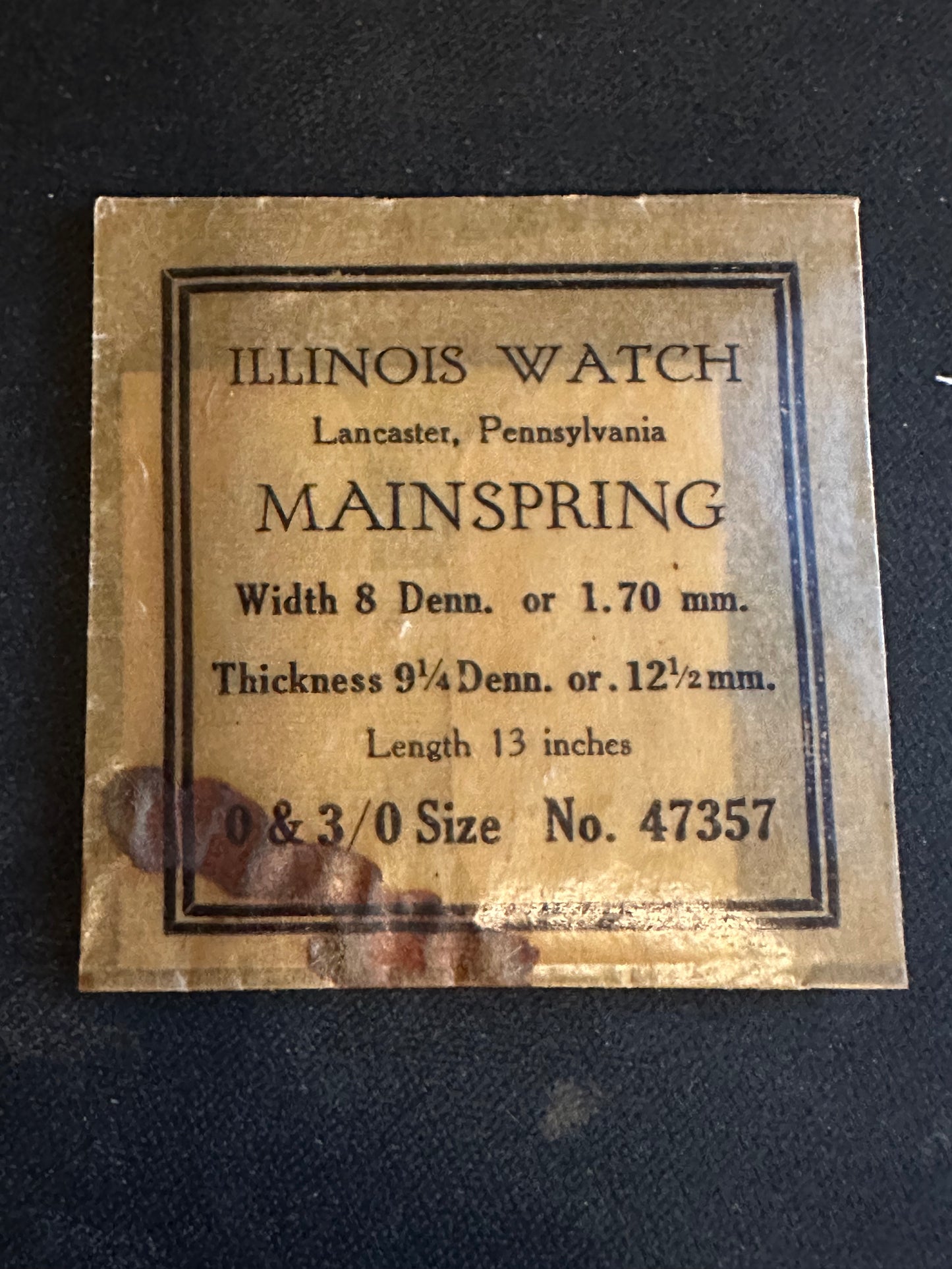 Illinois Factory Mainspring for 0s & 3/0s Movements No. 47357 - Steel