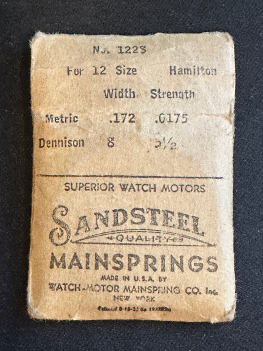 Sandsteel Mainspring for Hamilton 12s No. 1228 - Steel
