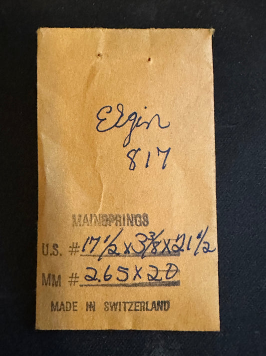 Alloy Mainspring for 16s Elgin Factory No. 817