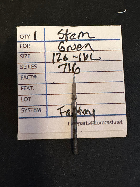 Gruen Factory stem for 16L caliber 716, 717 - new in envelope