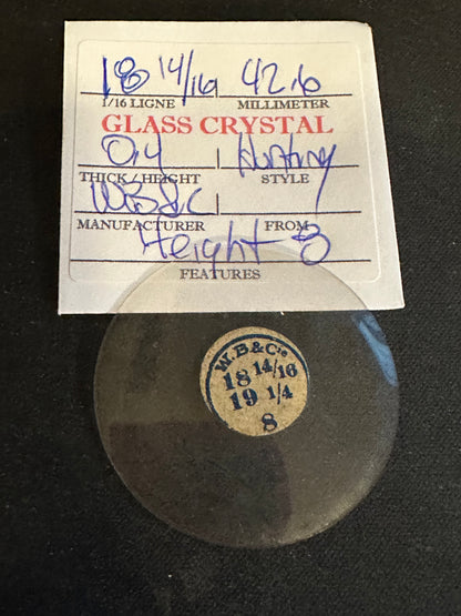 W. B. & C. Vintage Glass Hunting Case Watch Crystal 18-14/16 (~42.6mm) - NOS