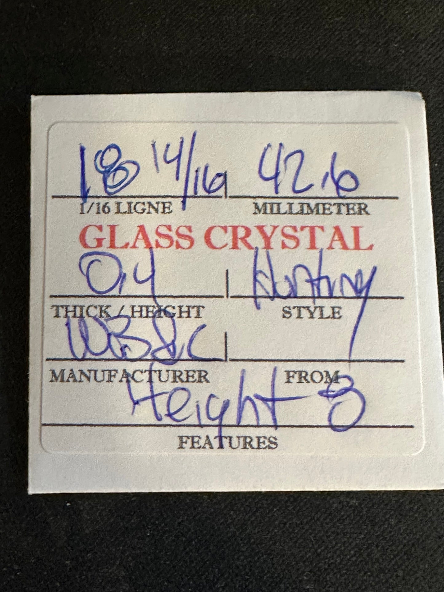 W. B. & C. Vintage Glass Hunting Case Watch Crystal 18-14/16 (~42.6mm) - NOS