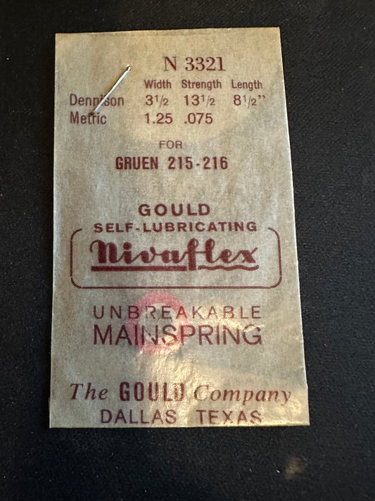 Nivaflex Unbreakable Mainspring N3321 for Gruen caliber 215, 216 - Alloy