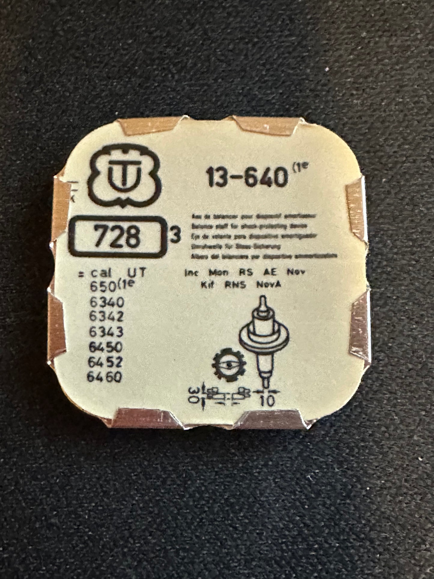 Ebauches SA Balance Staffs (3) for Unitas 13 ligne caliber 640 & variants - new