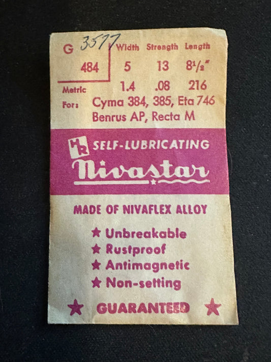 HR Nivastar Mainspring G484 for Cyma 384, 385, ETA 746, Recta M - Alloy