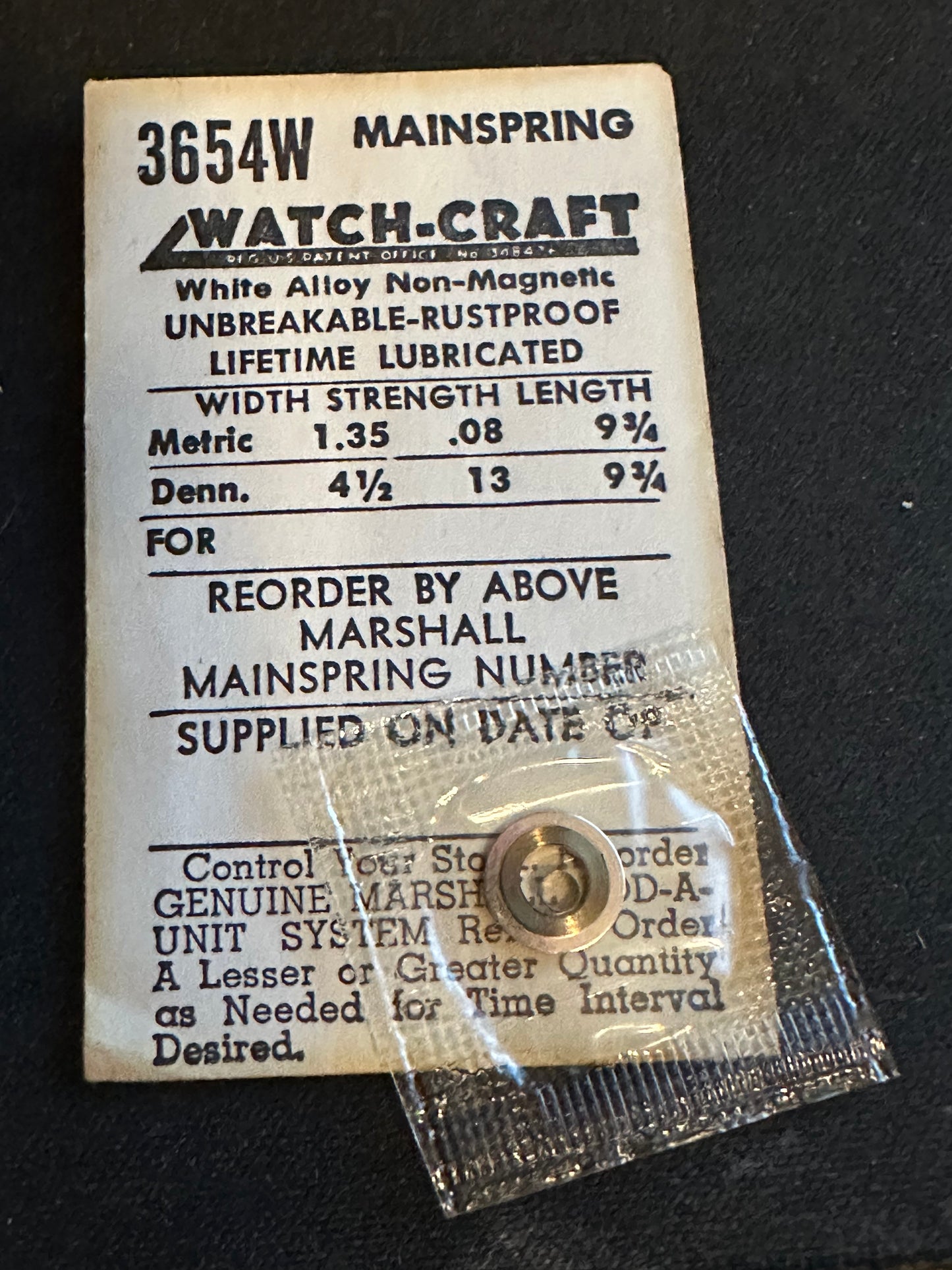 WATCH-CRAFT Mainspring 3654W for AS 1360 - Alloy