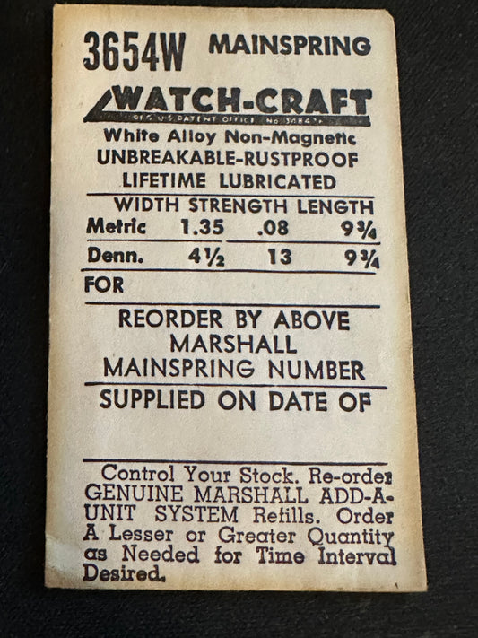 WATCH-CRAFT Mainspring 3654W for AS 1360 - Alloy