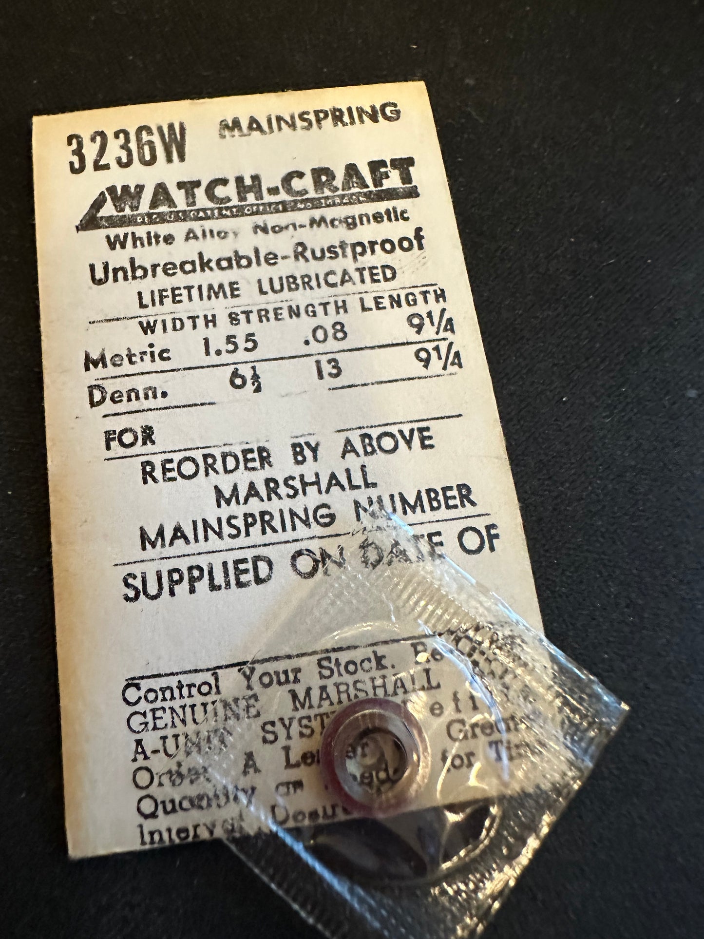 WATCH-CRAFT Mainspring 3236W for Font 60, 61, ST 69 and many others - Alloy