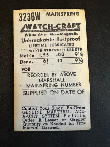 WATCH-CRAFT Mainspring 3236W for Font 60, 61, ST 69 and many others - Alloy