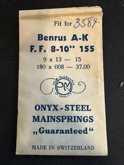 PM Mainspring for Benrus caliber AK, Font 155 - ONYX Steel