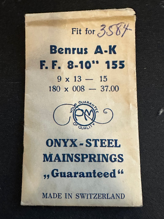 PM Mainspring for Benrus caliber AK, Font 155 - ONYX Steel