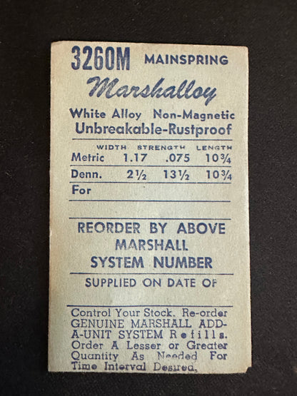Marco Marshalloy Mainspring 3260M for Longines Caliber 12.19, 5L - Alloy