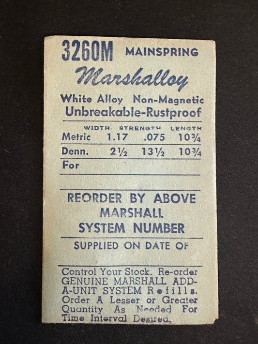 Marco Marshalloy Mainspring 3260M for Longines Caliber 12.19, 5L - Alloy