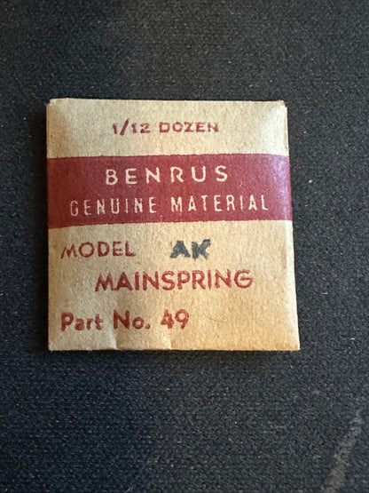 Benrus Factory Mainspring for caliber AK - Steel