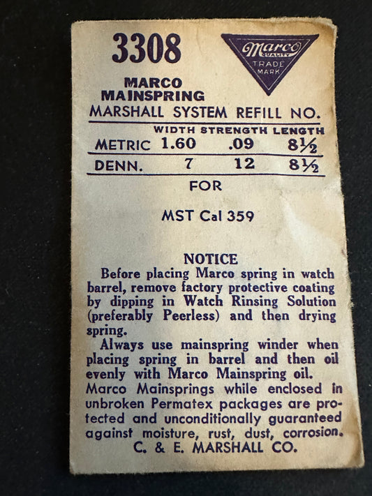 Marco Mainspring 3308 for MST caliber 359 - Steel