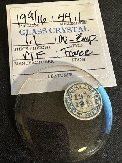 VTF Vintage Glass Pocket Watch Crystal 19-9/16 (~44.1mm) - NOS