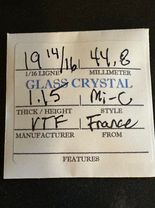 VTF Vintage Glass Pocket Watch Crystal 19-14/16 (~44.8mm) - NOS