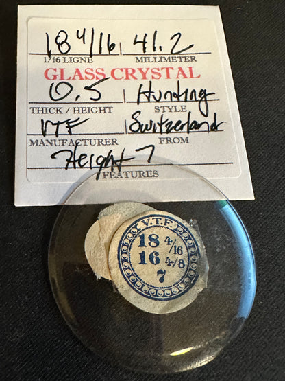 VTF Vintage Glass Hunting Case Watch Crystal 18-4/16 (~41.2mm) - NOS
