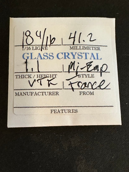 VTF Vintage Glass Pocket Watch Crystal 18-4/16 (~41.2mm) - NOS