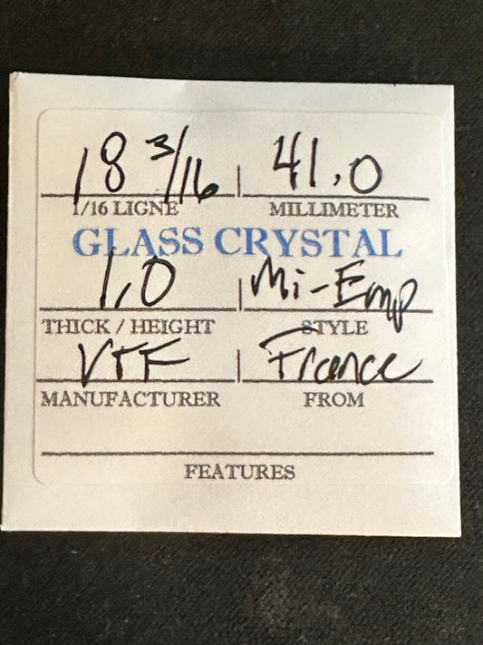 VTF Vintage Glass Pocket Watch Crystal 18-3/16 (~41.0mm) - NOS