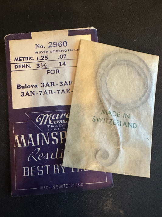 Marco Mainspring No. 2960 for Bulova caliber 3AB, 3AF, 3AL, 3AN, 7AB, 7AE, 7AR - Steel