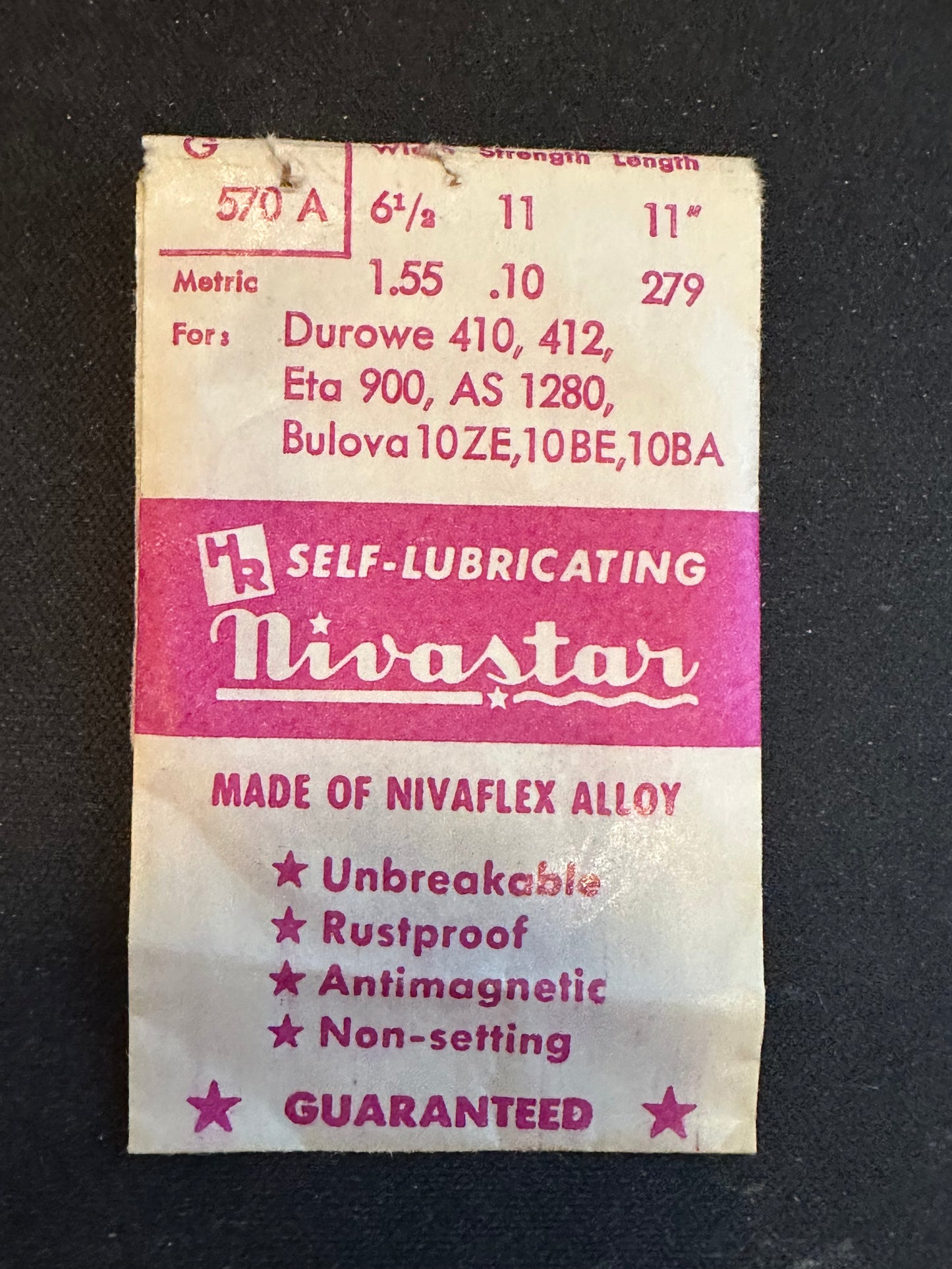 HR Nivastar Mainspring G570A for Bulova 10BA, 10BE, 10ZE, ETA 900, AS 1280 - Alloy