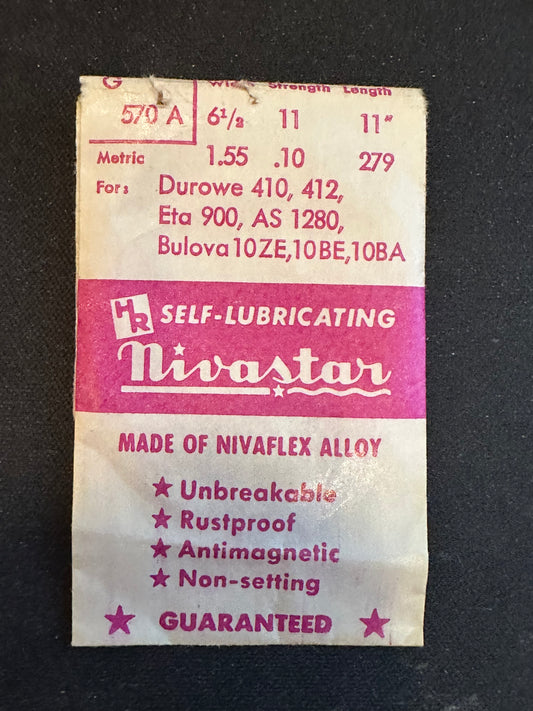 HR Nivastar Mainspring G570A for Bulova 10BA, 10BE, 10ZE, ETA 900, AS 1280 - Alloy