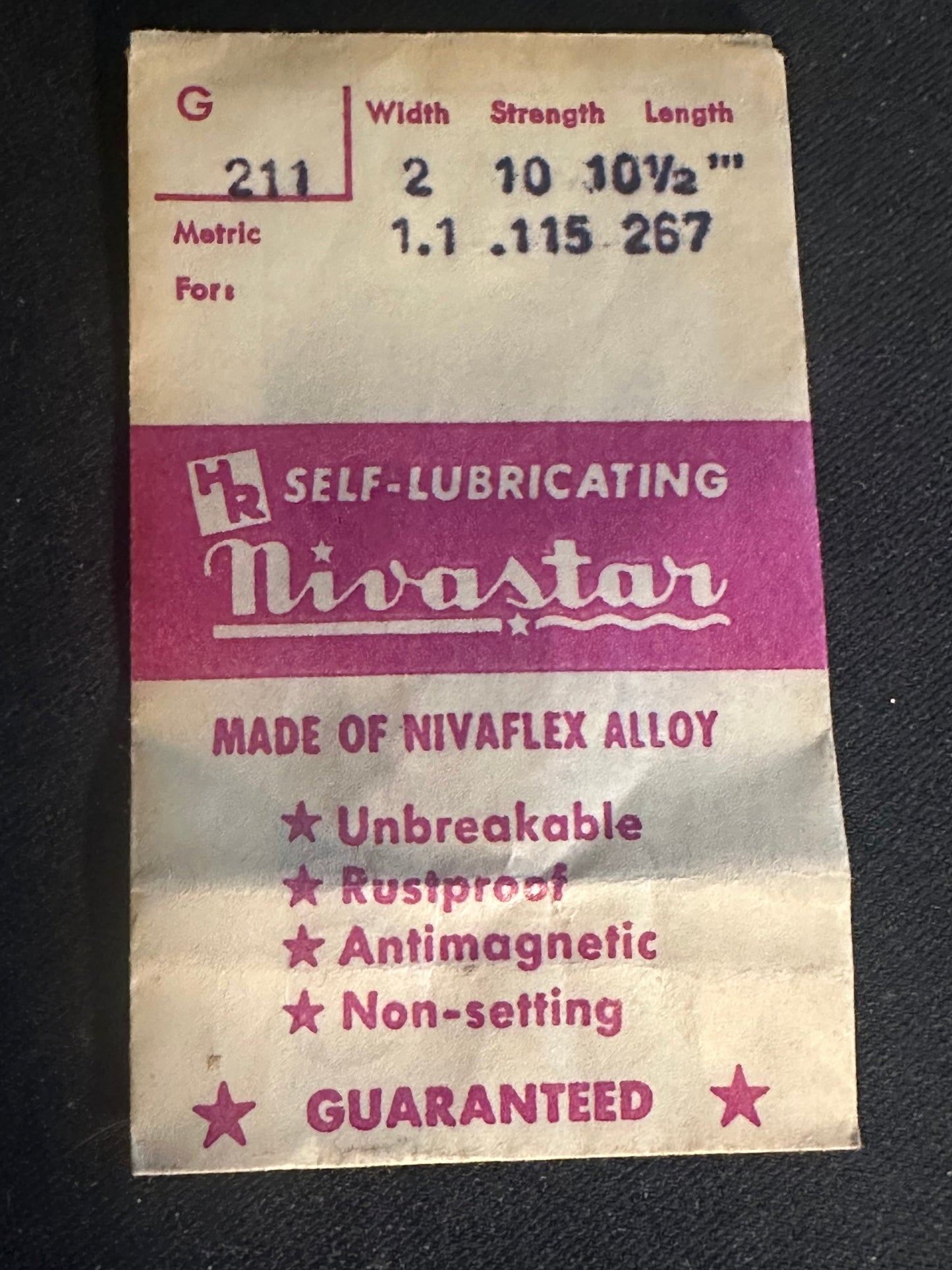 HR Nivastar Mainspring G211 for Gruen caliber 115, 405, 406, 410, 411, etc - Alloy