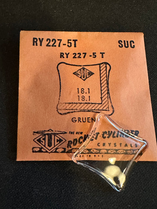 SUC Rocket Crystal RY 227-5T for GRUEN Cake-Pan case - 18.1 x 18.1mm - New