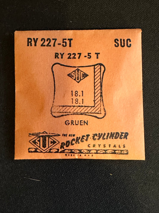 SUC Rocket Crystal RY 227-5T for GRUEN Cake-Pan case - 18.1 x 18.1mm - New