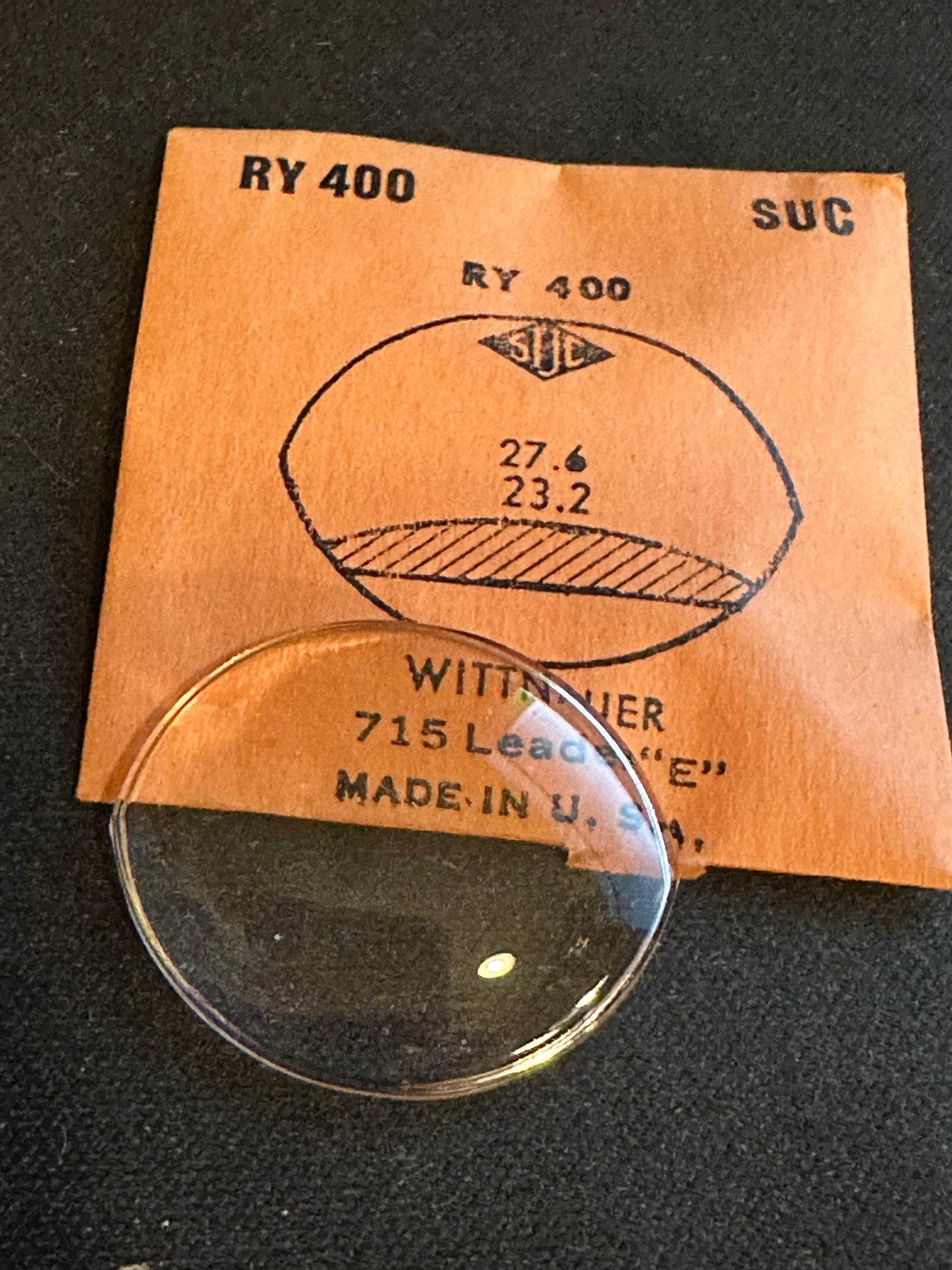 SUC Rocket Crystal RY 400 for WITTNAUER 715 Leader "E" - 27.6 x 23.2mm - New