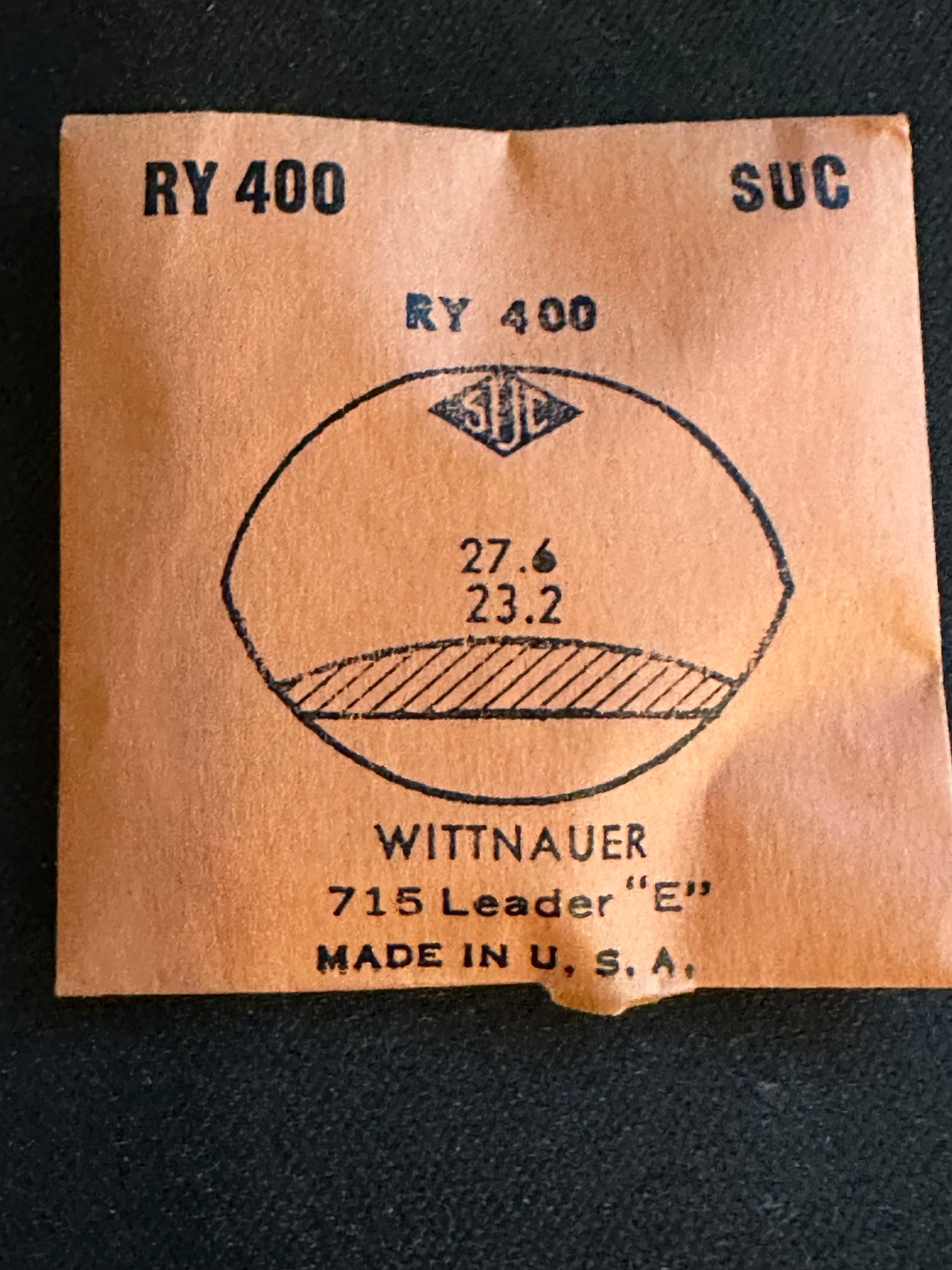 SUC Rocket Crystal RY 400 for WITTNAUER 715 Leader "E" - 27.6 x 23.2mm - New