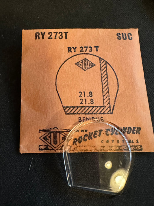 SUC Rocket Crystal RY 273T for BENRUS shell shape case - 21.8 x 21.8mm - New