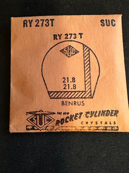 SUC Rocket Crystal RY 273T for BENRUS shell shape case - 21.8 x 21.8mm - New