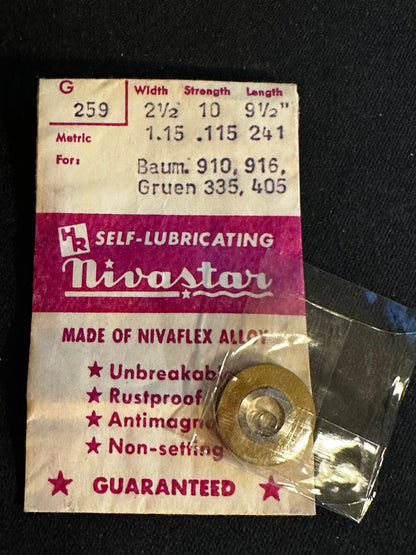 HR Nivastar Mainspring G259 for Gruen 335, 405, Baumgartner 910, 916 - Alloy