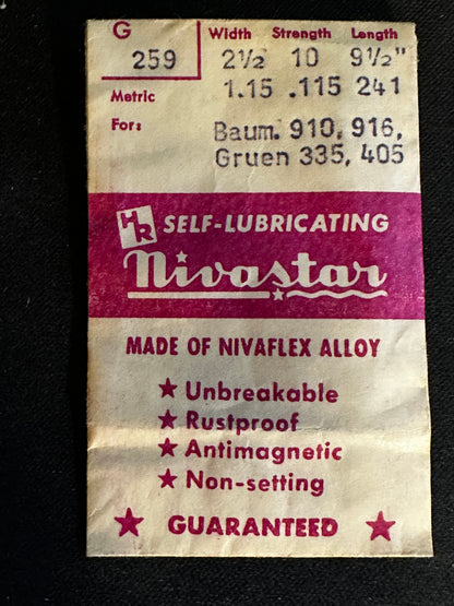 HR Nivastar Mainspring G259 for Gruen 335, 405, Baumgartner 910, 916 - Alloy