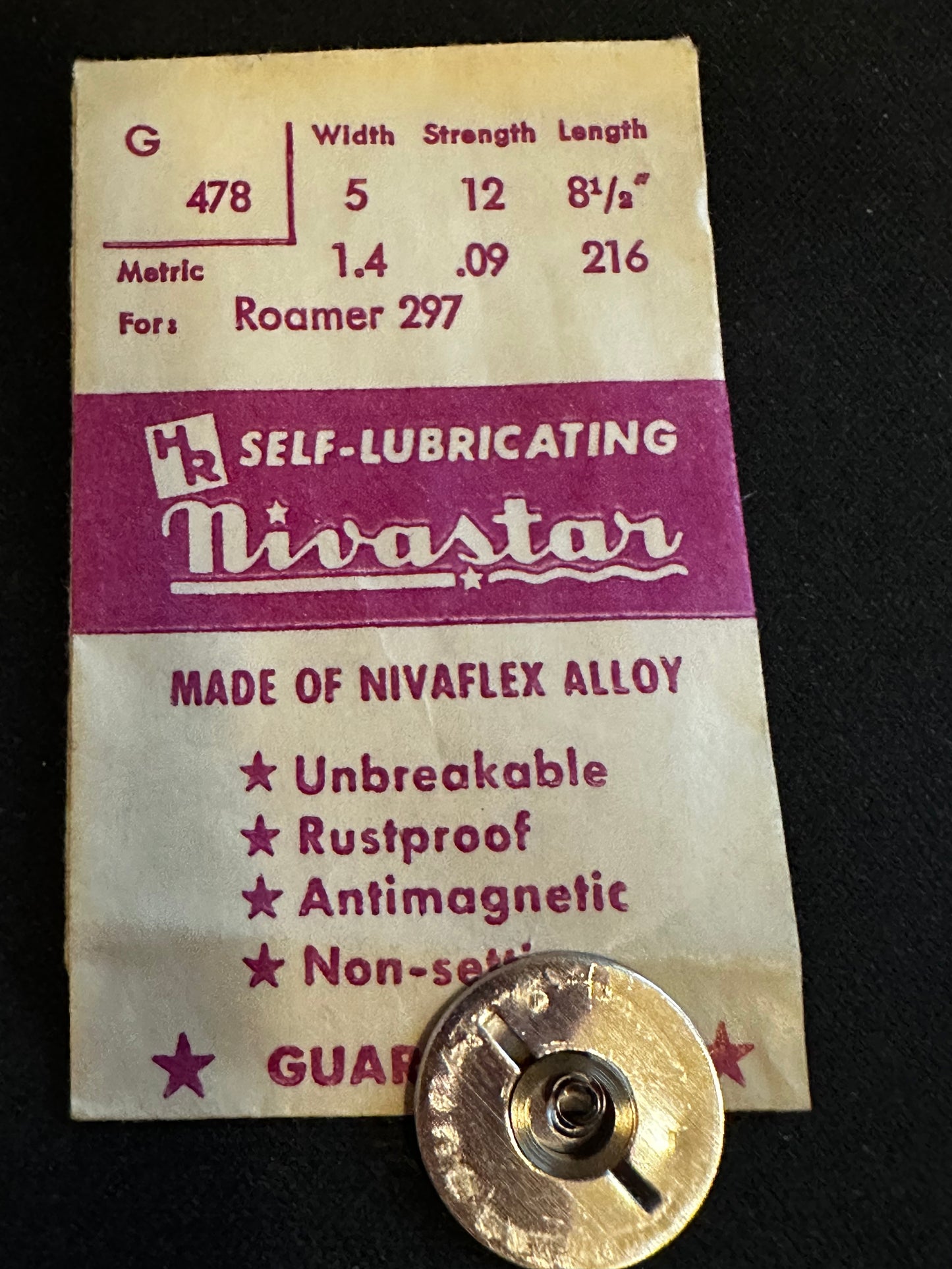 HR Nivastar Mainspring G478 for Roamer caliber 297 - Alloy