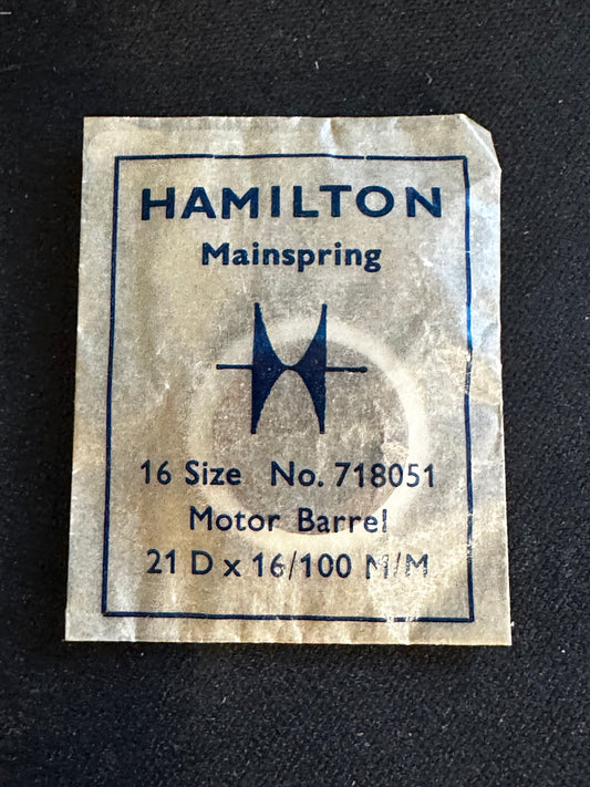 Hamilton Factory Mainspring for 16s 23j Factory No. 718051 - Steel