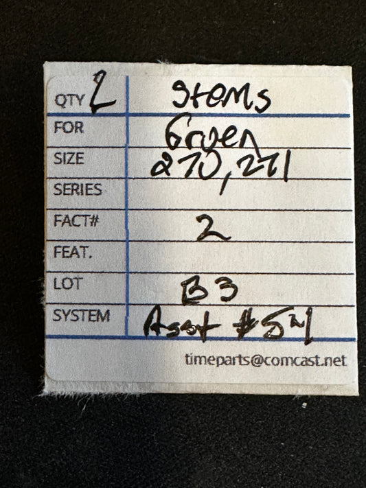 Gruen Factory stems (pair) for caliber 270, 271 - new in envelope