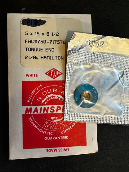 NEWALL Mainspring #1610N for Bulova 5AB, 8EN, Benrus AE, Peseux 140, Hamilton 761, 780 - Alloy