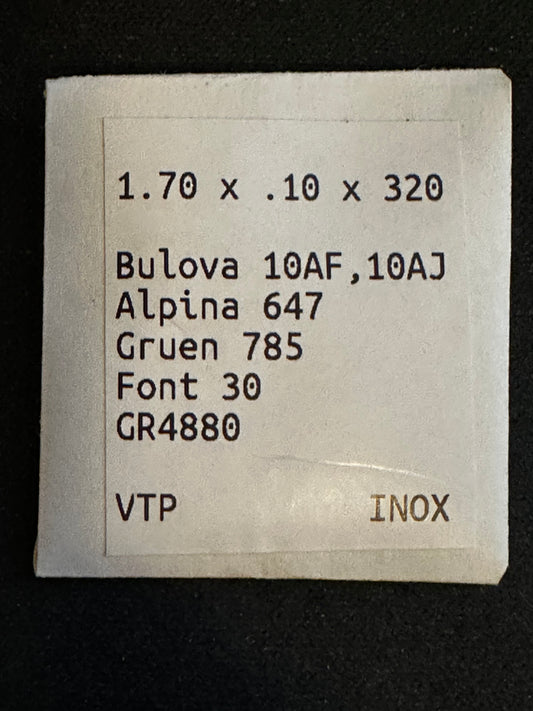 Alloy Mainspring for Bulova 10AF, 10AJ, Alpina 647, Gruen 785, Font 30