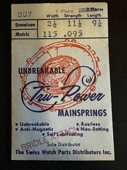 Tru-Power Mainspring BU7 for Gruen caliber 480 automatic - Alloy