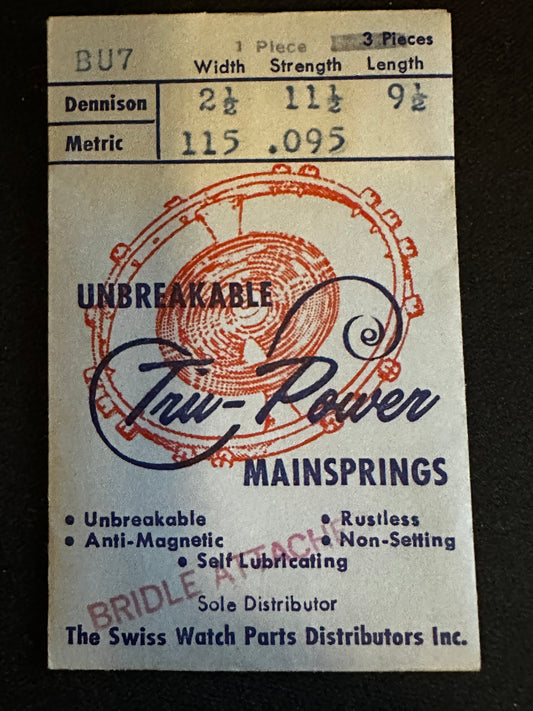 Tru-Power Mainspring BU7 for Gruen caliber 480 automatic - Alloy