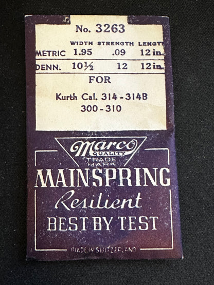 Marco Mainspring #3263 for Kurth 300, 310, 314, 314B - Steel