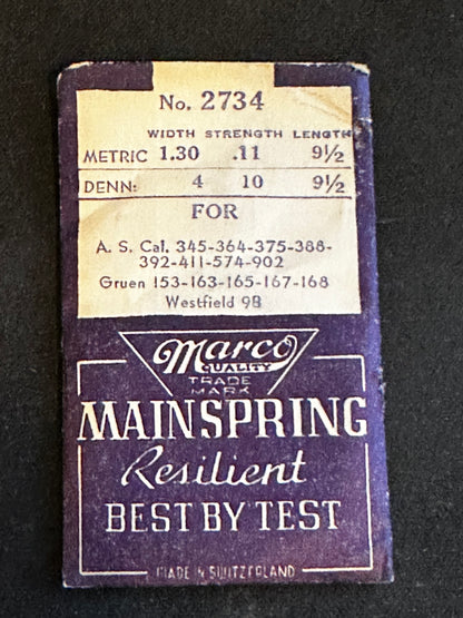 Marco Mainspring #2734 for AS 345, 364, 375, 388, 392, 411, 574, 902 - Steel