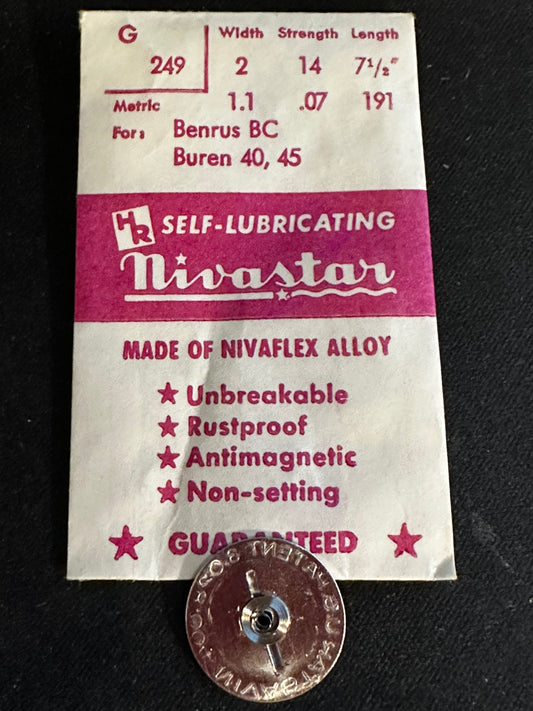 HR Nivastar Mainspring G249 for Buren 40, 45, Benrus BC - Alloy