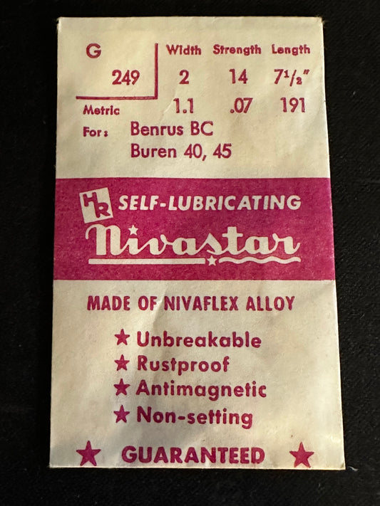 HR Nivastar Mainspring G249 for Buren 40, 45, Benrus BC - Alloy