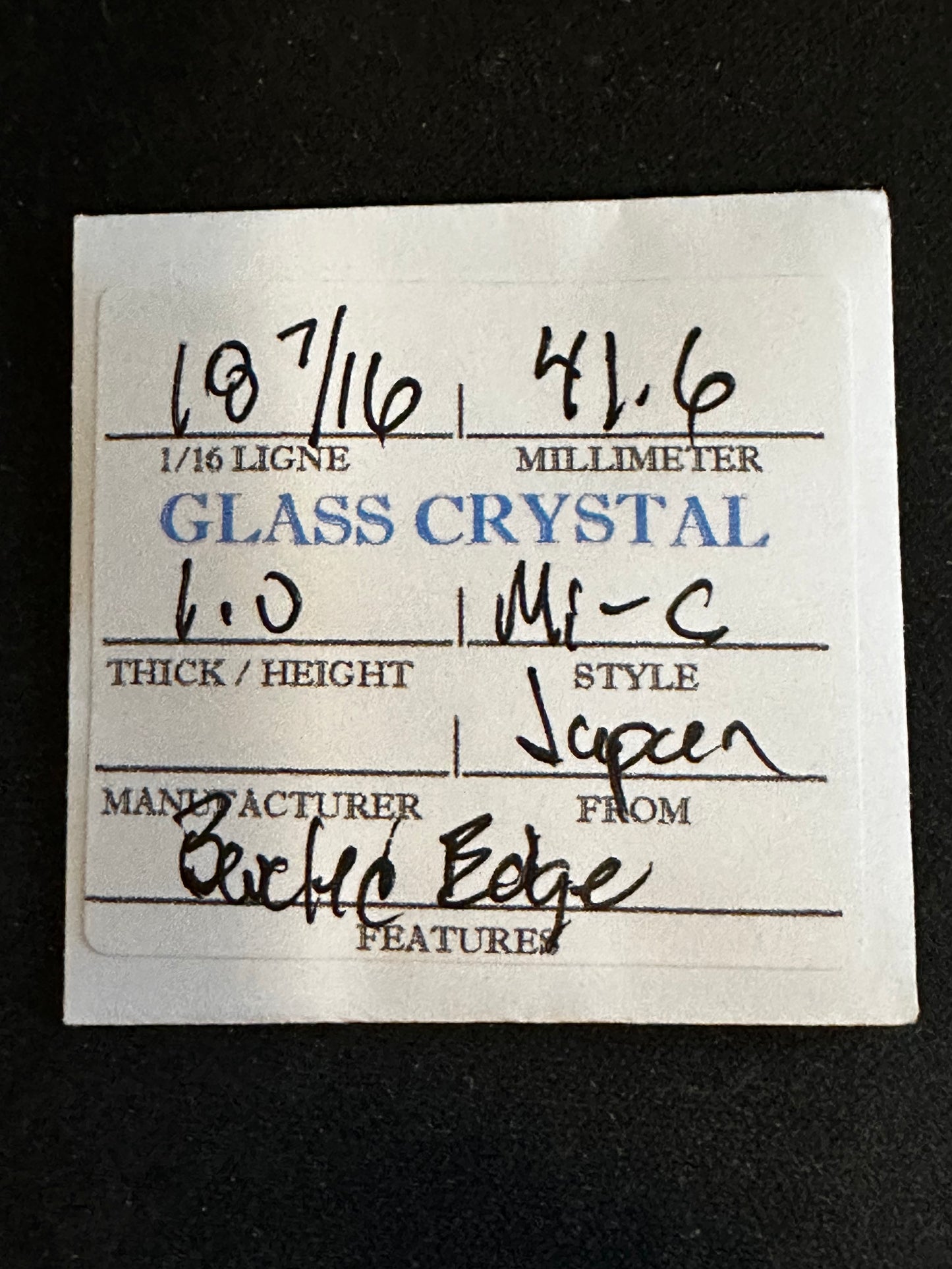 Vintage Beveled Glass Pocket Watch Crystal 18-7/16 (~41.6mm) - NOS