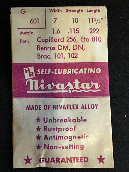 HR Nivastar Mainspring G601 for ETA 810, Benrus DM, Brac 101, 102 - Alloy